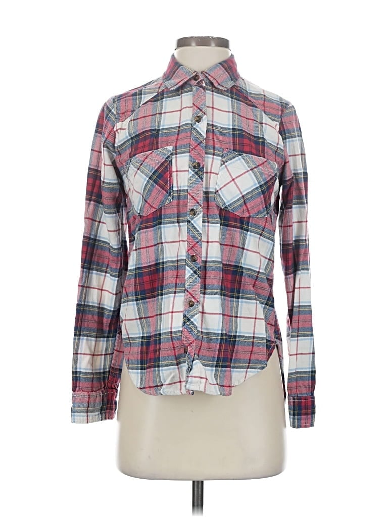 Pre-owned Abercrombie & Fitch Long Sleeve Button Down Shirt In Red