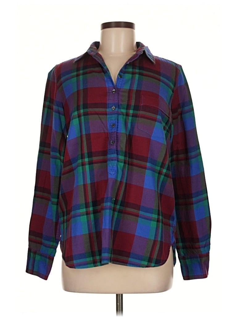 Pre-owned J.crew Factory Store Long Sleeve Button Down Shirt In Burgundy