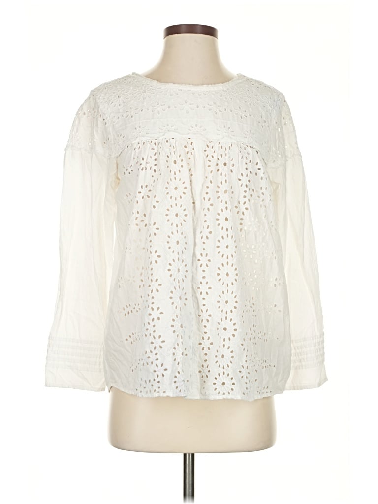 Pre-owned Gap Long Sleeve Blouse In White