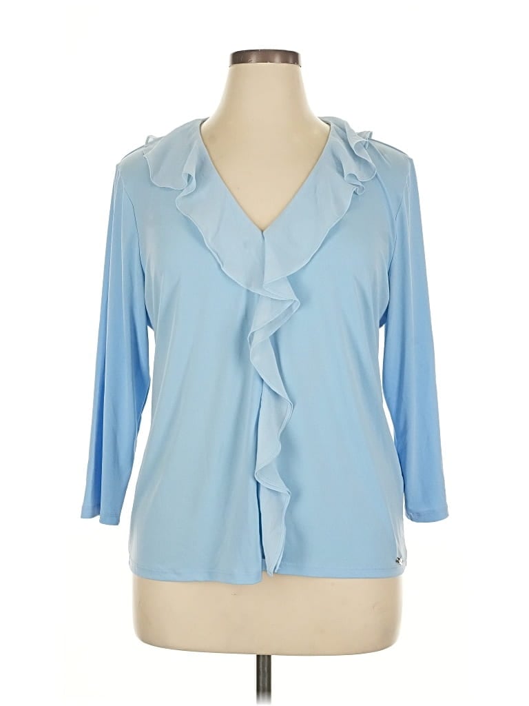 Pre-owned Calvin Klein 3/4 Sleeve Blouse In Blue