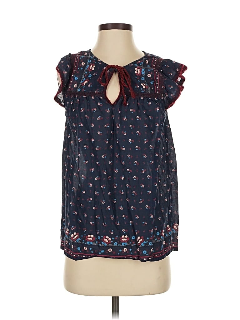 Pre-owned Point Sur Short Sleeve Blouse In Blue