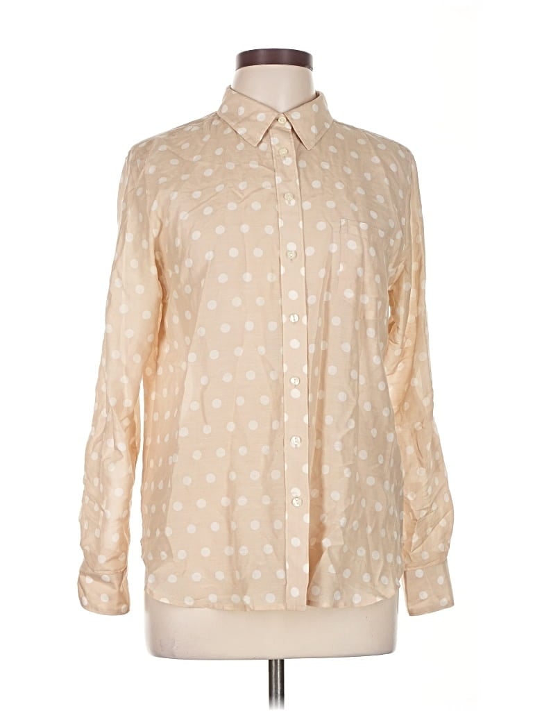 Pre-owned Ann Taylor Long Sleeve Blouse In White