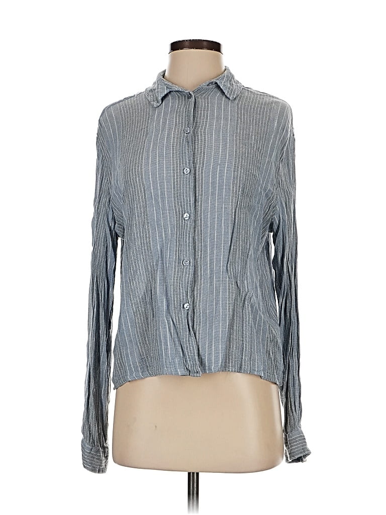 Pre-owned Asos Design Long Sleeve Button Down Shirt In Gray