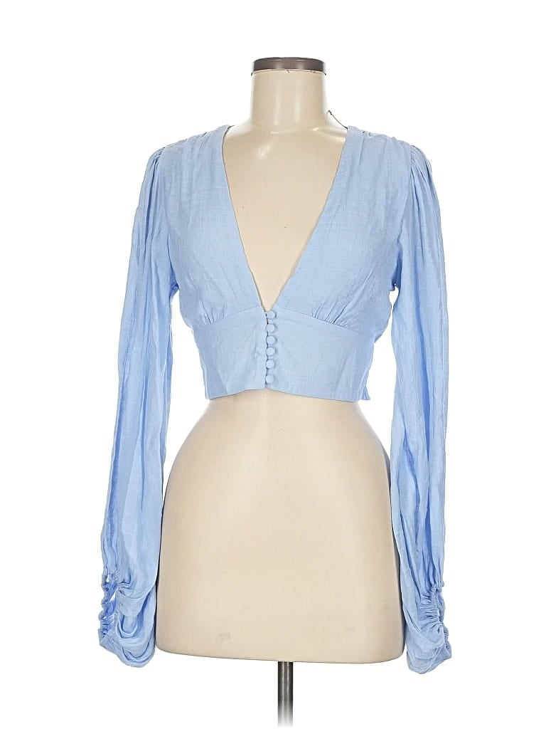 Pre-owned Hello Molly Long Sleeve Blouse In Blue
