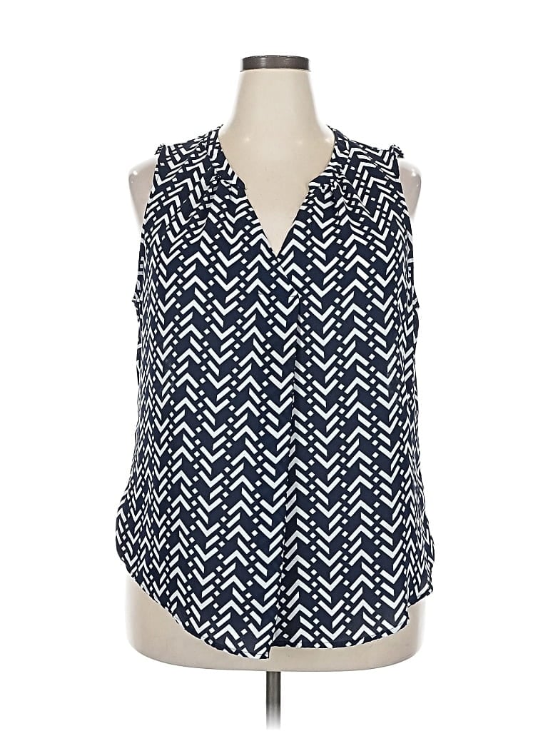 Pre-owned Roz & Ali Sleeveless Blouse In Blue
