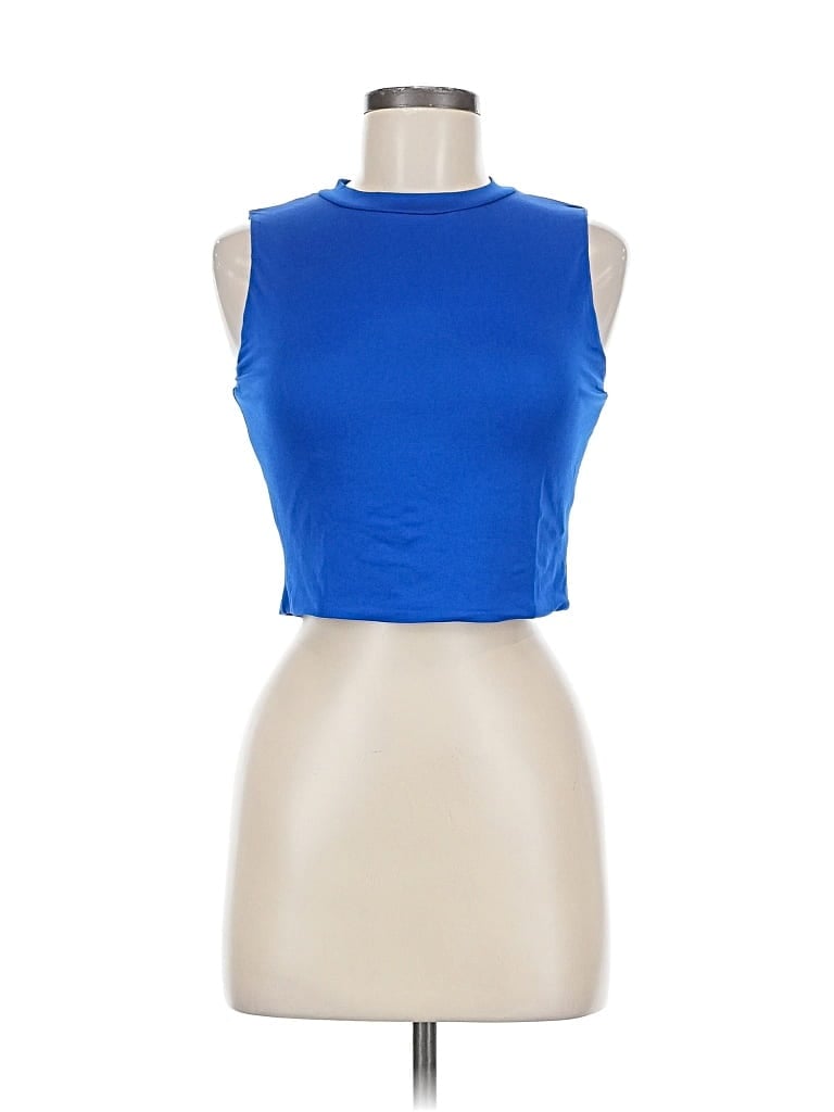 Pre-owned Zaful Sleeveless Top Blue Halter Neckline Tops