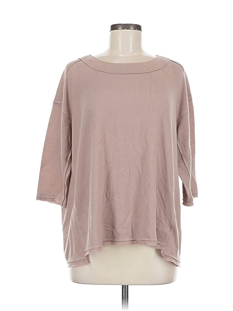 Pre-owned H By Bordeaux 3/4 Sleeve Top Tan Boatneck Tops In Brown