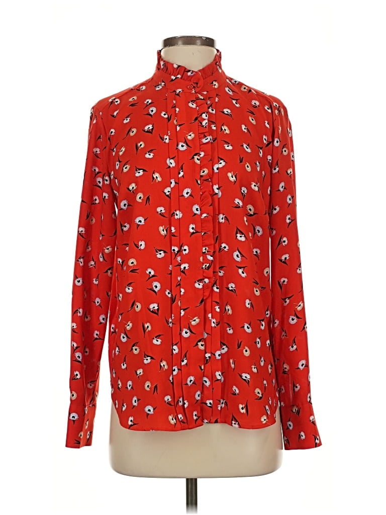 Pre-owned Ann Taylor Long Sleeve Blouse In Red
