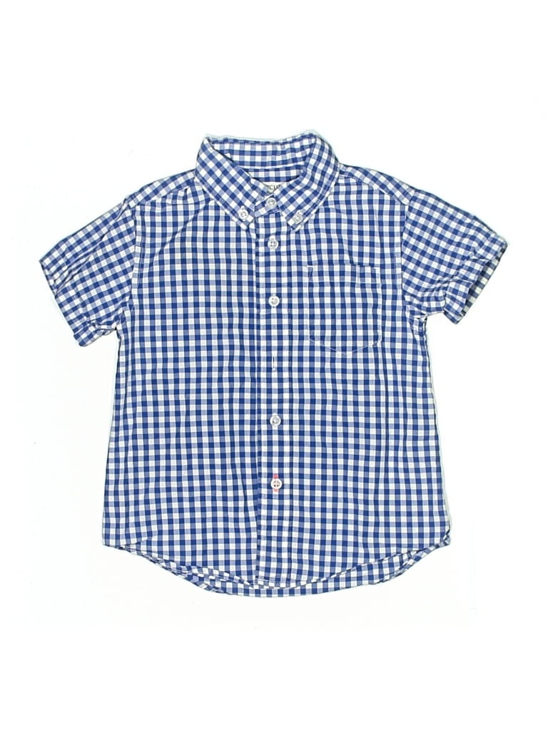 Pre-owned Crewcuts Kids' Short Sleeve Button Down Shirt In Blue