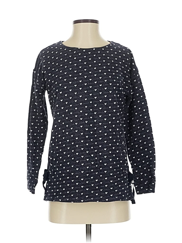 Pre-owned T By Talbots Long Sleeve Top Blue Polka Dots Pattern Boatneck Tops
