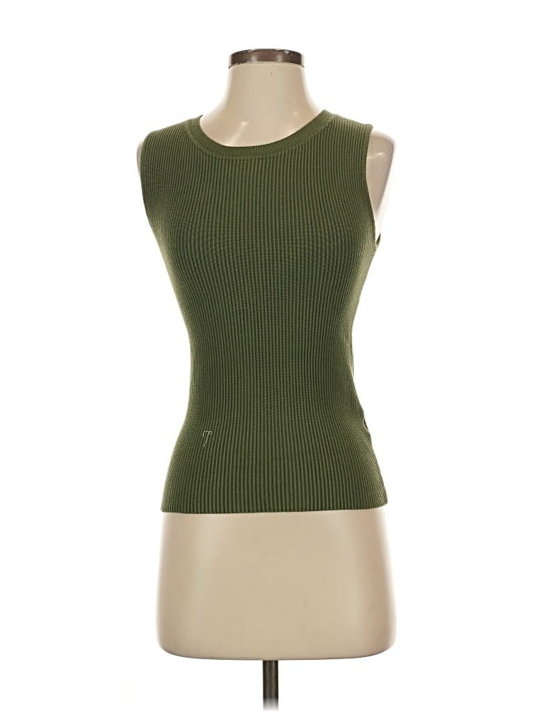 Pre-owned H By Halston Sleeveless Top Green Boatneck Tops