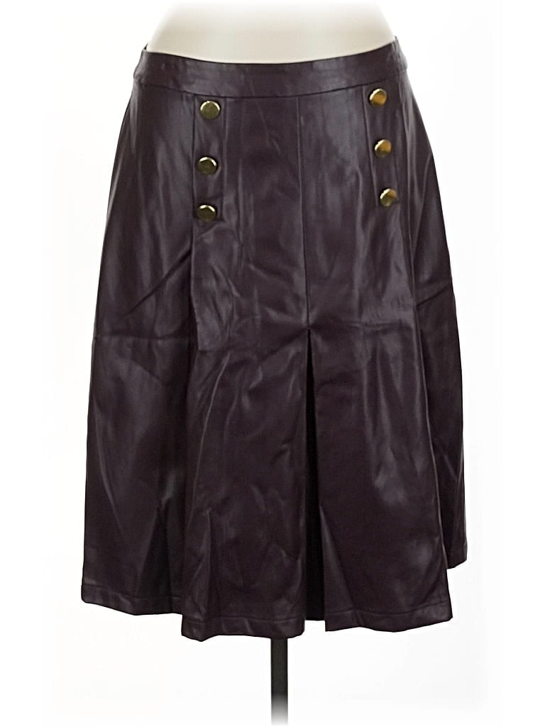 Pre-owned Liz Claiborne Faux Leather Skirt In Burgundy
