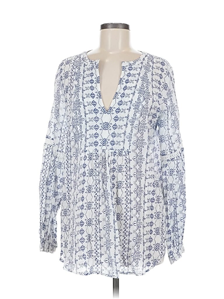 Pre-owned Ann Taylor Loft Long Sleeve Blouse In Blue