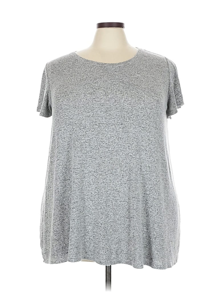 Pre-owned Lane Bryant Short Sleeve Top Gray Crew Neck Tops