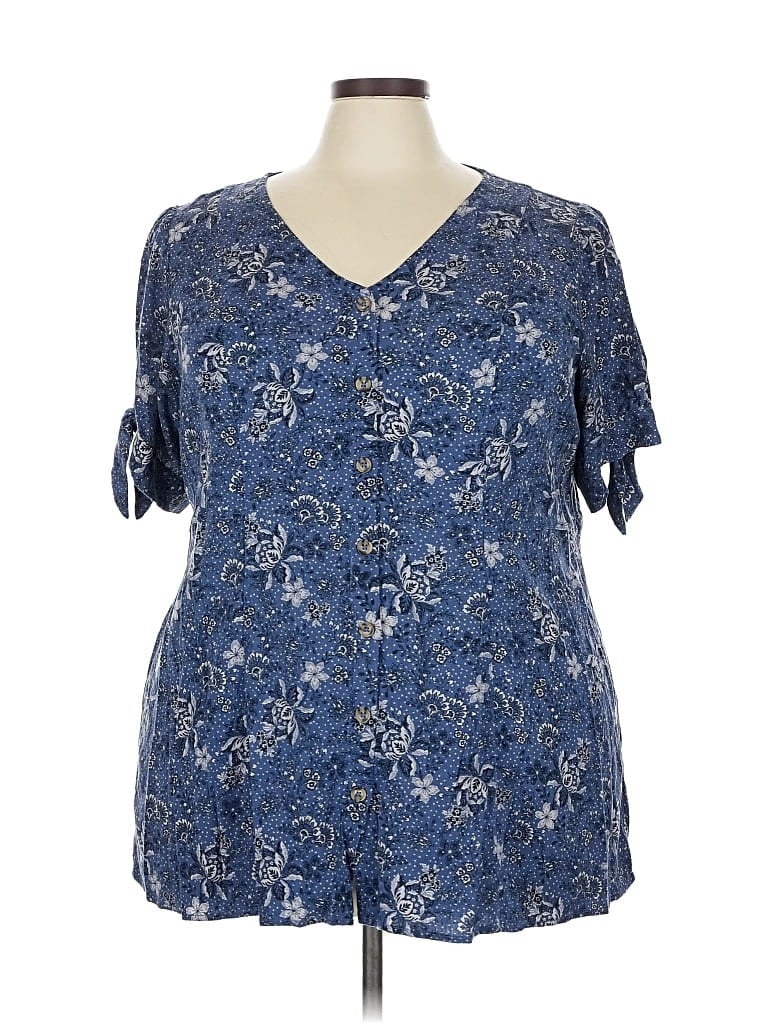 Pre-owned Torrid Short Sleeve Blouse In Blue