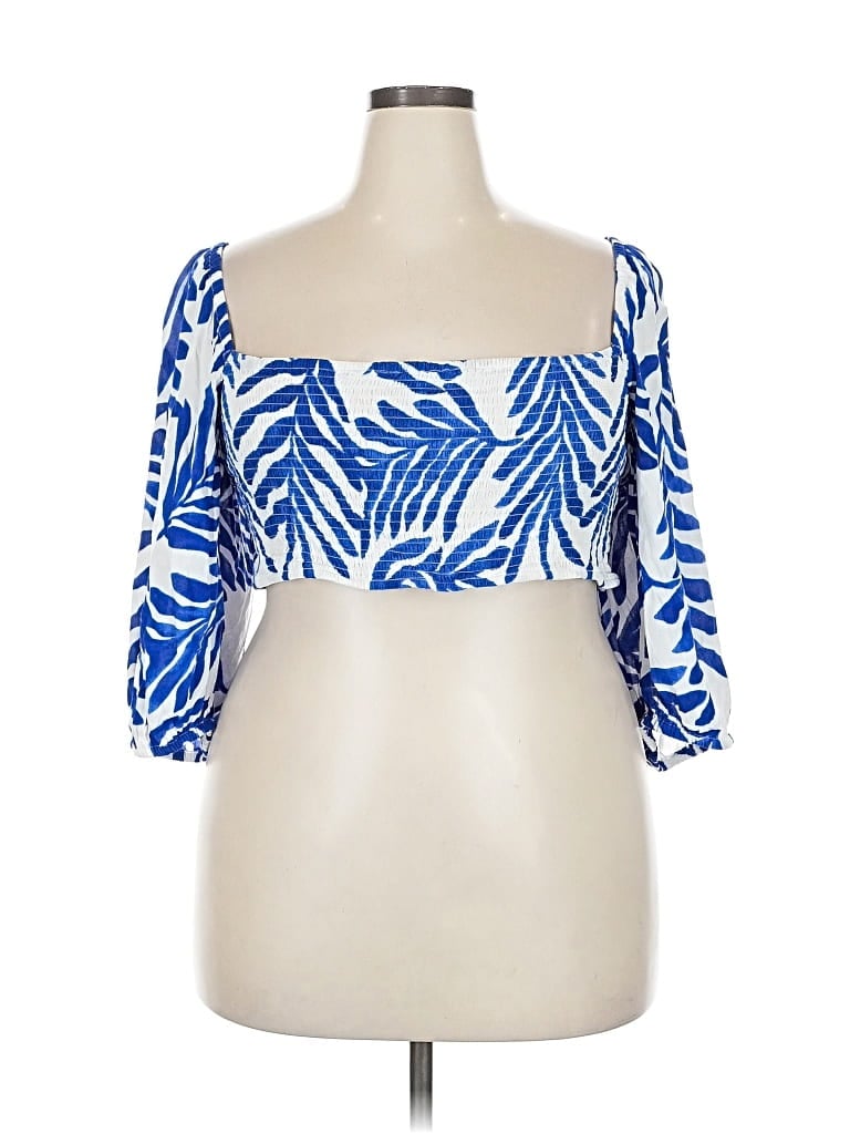 Pre-owned H&m 3/4 Sleeve Blouse In Blue