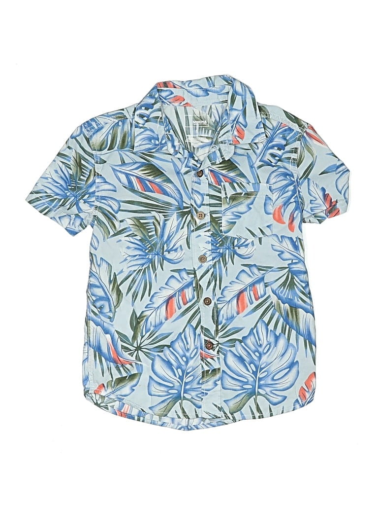 Pre-owned Sonoma Goods For Life Kids' Short Sleeve Button Down Shirt In Blue