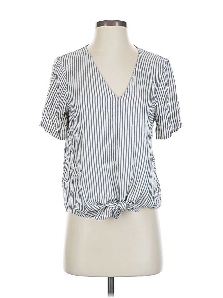 Pre-owned Madewell Short Sleeve Blouse In Silver