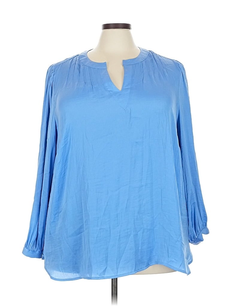 Pre-owned Nine West 3/4 Sleeve Blouse In Blue