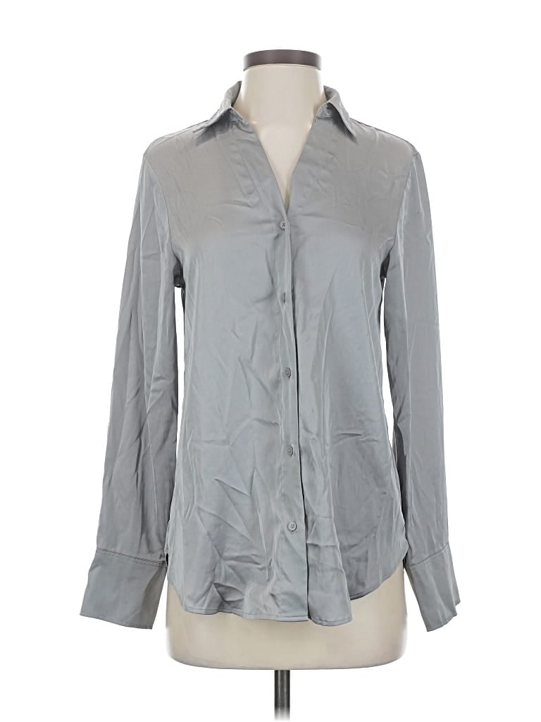 Pre-owned H&m Long Sleeve Blouse In Gray