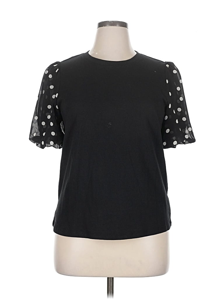 Pre-owned Sanctuary Short Sleeve Top Black Keyhole Neckline Tops