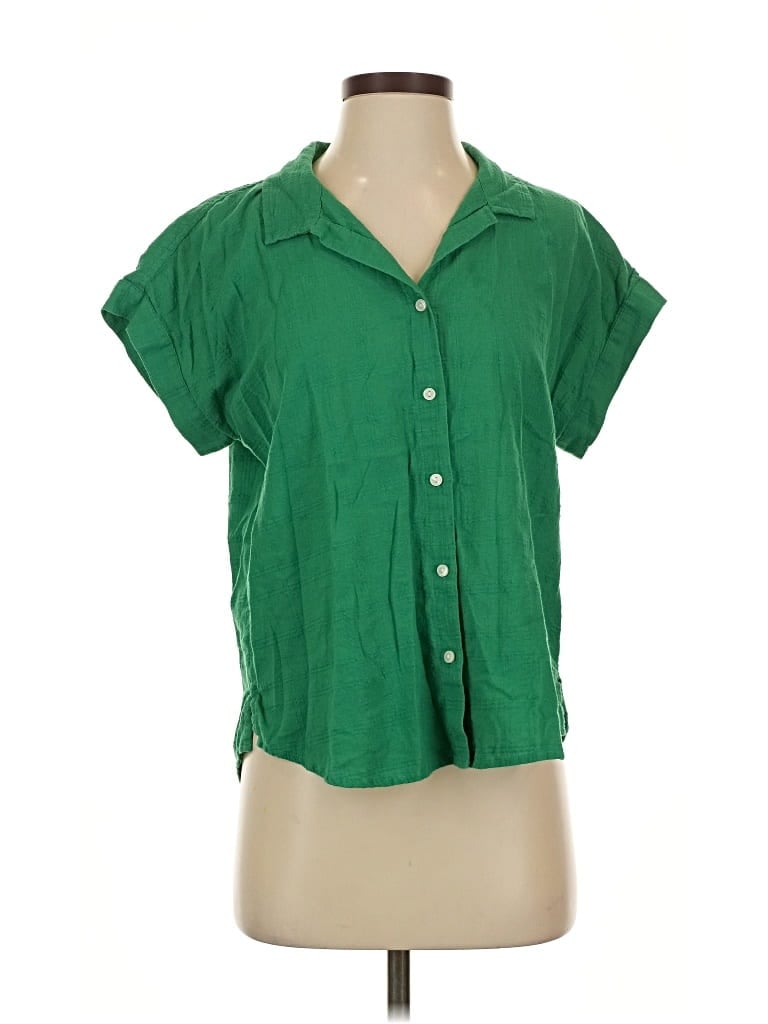 Pre-owned Lucky Brand Short Sleeve Blouse In Green