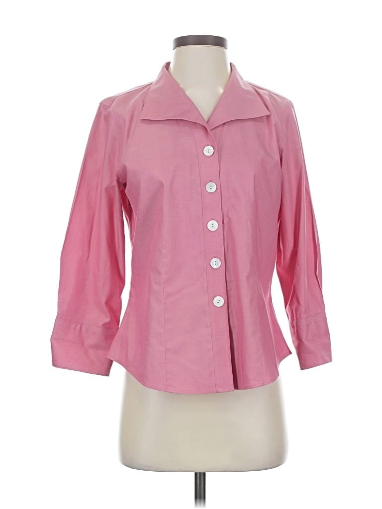 Pre-owned Coldwater Creek 3/4 Sleeve Button Down Shirt In Pink