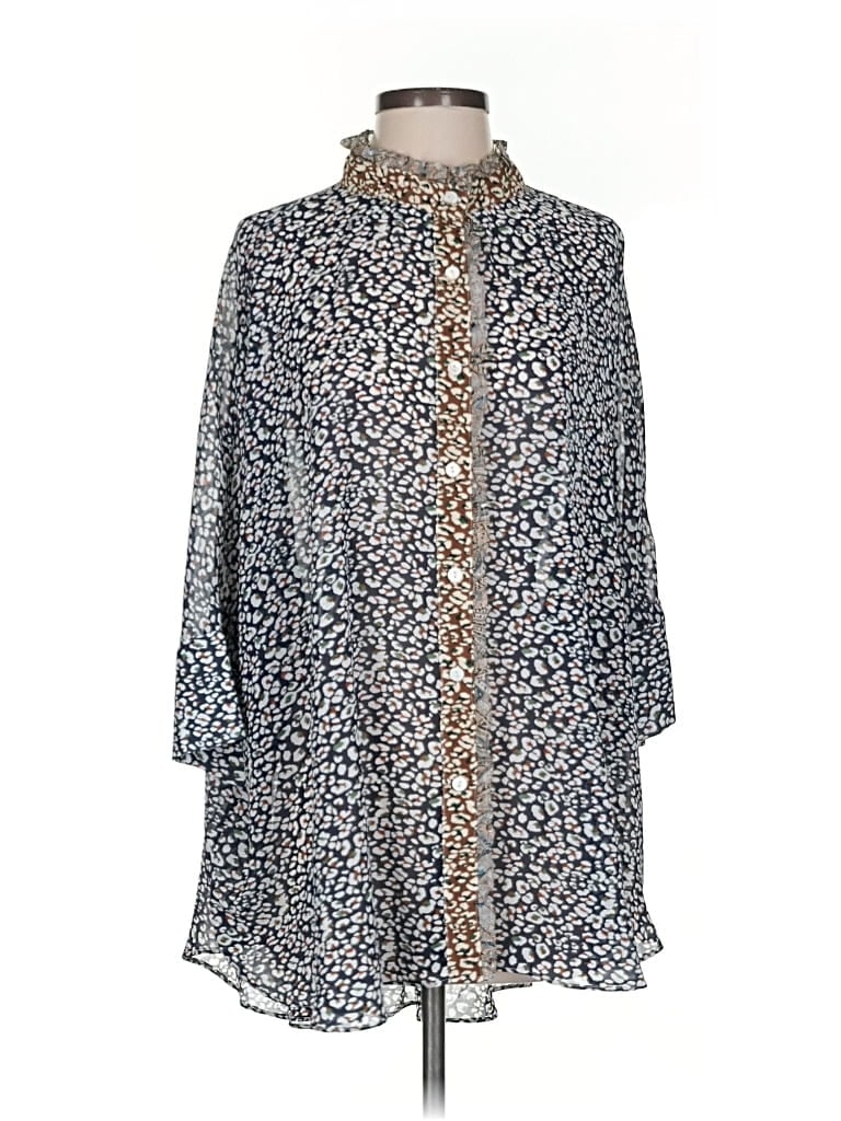 Pre-owned Gigio 3/4 Sleeve Blouse In Blue