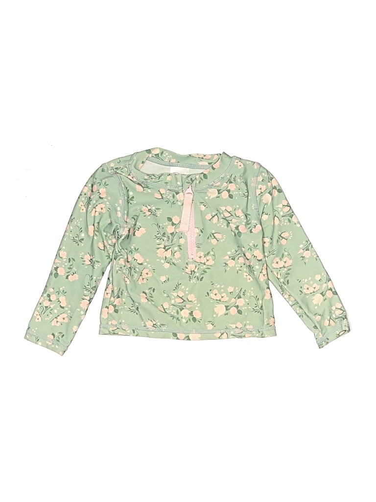 Pre-owned Ruffle Butts Kids' Rash Guard In Green