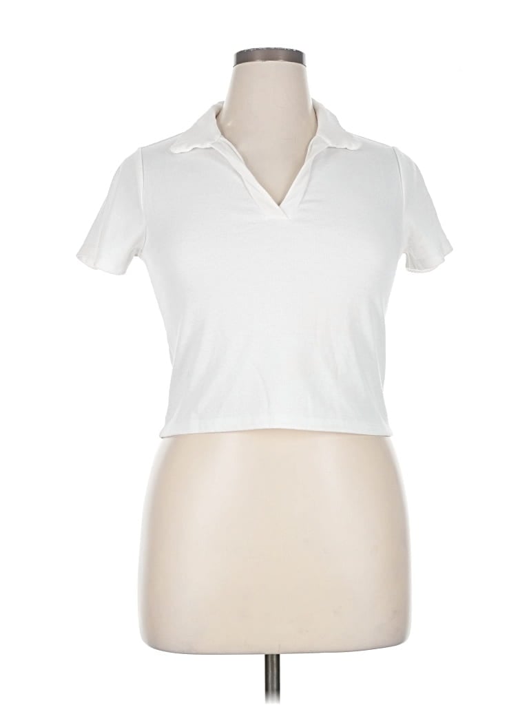 Pre-owned Urban Romantics Short Sleeve Top White Collared Neckline Tops