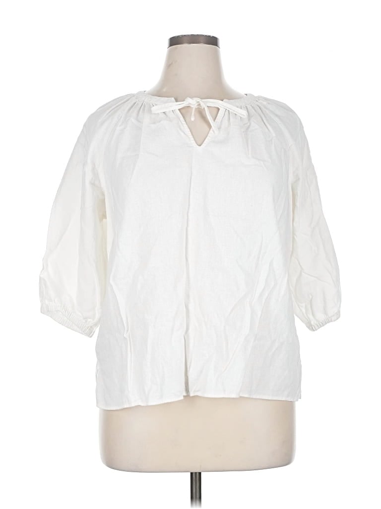 Pre-owned Nine West 3/4 Sleeve Blouse In White