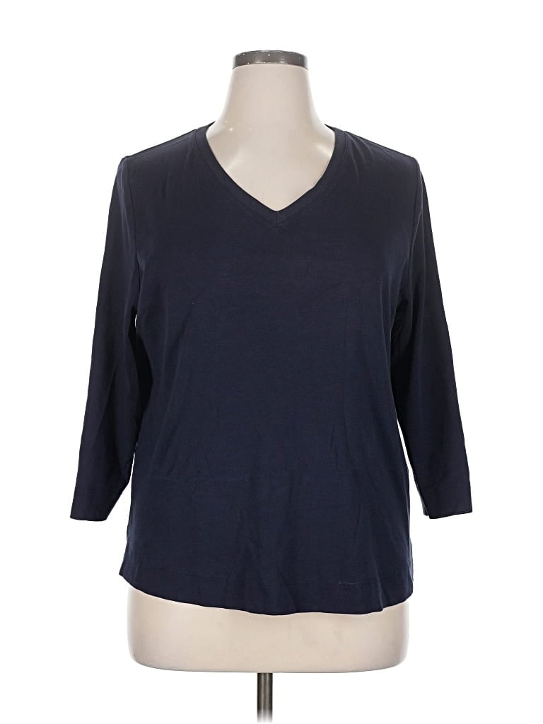 Pre-owned Chico's 3/4 Sleeve T-shirt In Blue