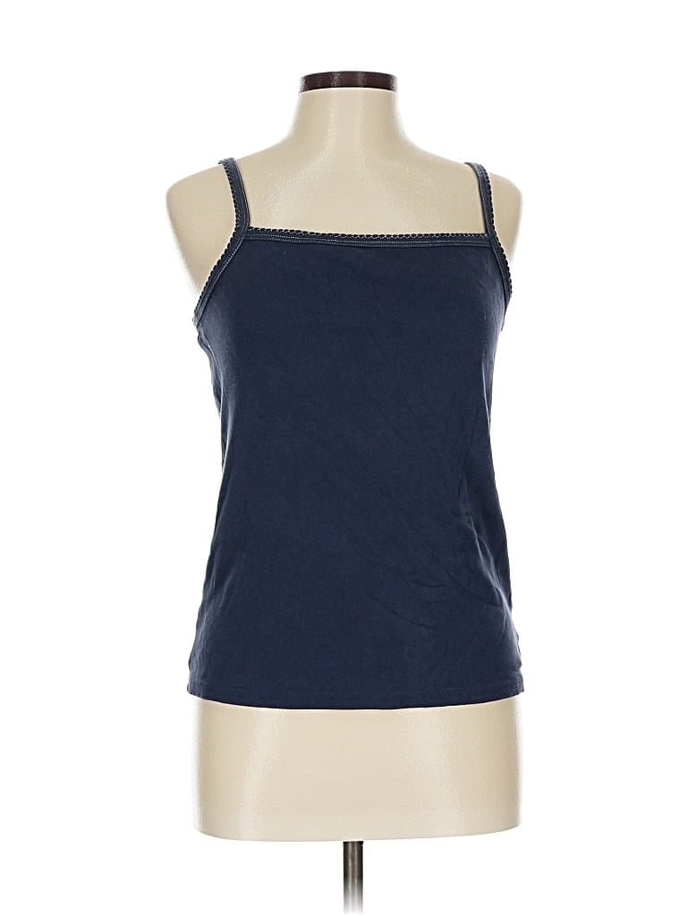 Pre-owned Madewell Tank Top Blue Solid Pattern Square Neckline Tops