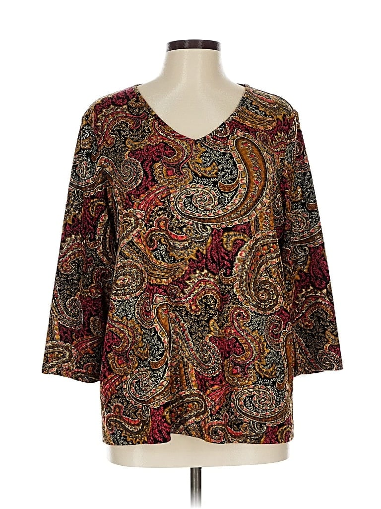 Pre-owned Tanjay 3/4 Sleeve Blouse In Brown