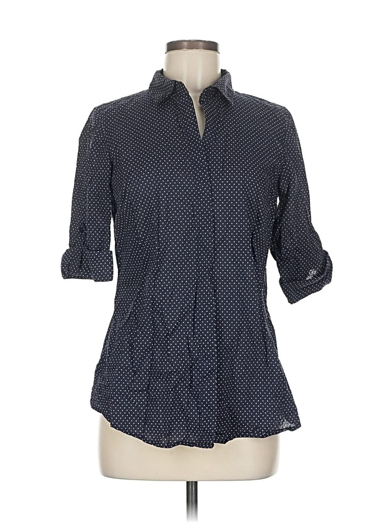 Pre-owned The Limited 3/4 Sleeve Button Down Shirt In Blue