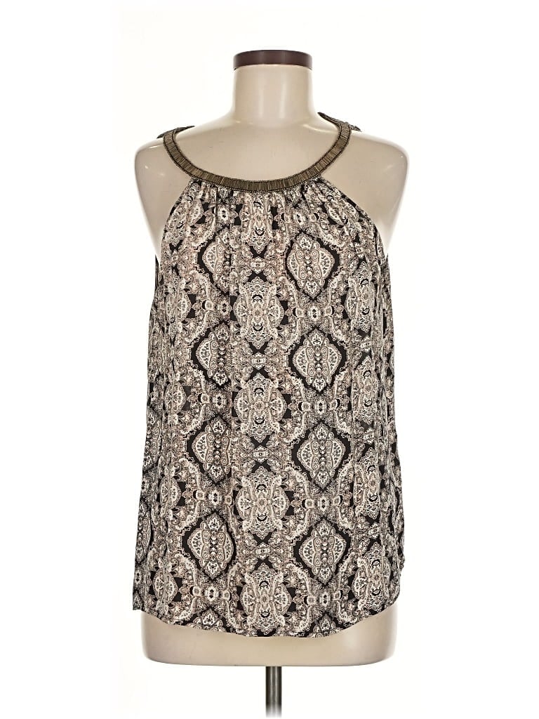 Pre-owned Joie Sleeveless Silk Top Silver Halter Neckline Tops