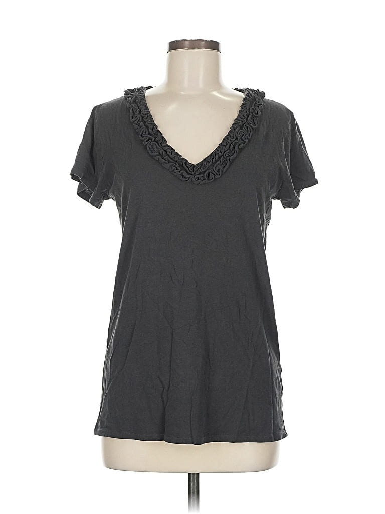 Pre-owned J.crew Factory Store Short Sleeve Top Gray V Neck Tops