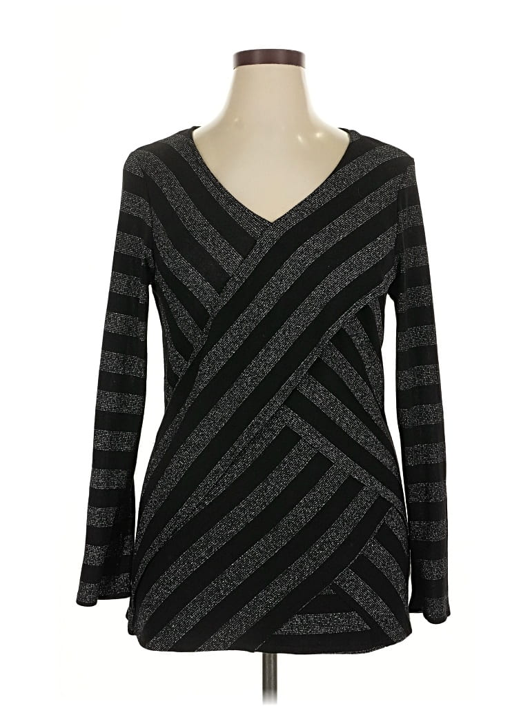 Rxb Long Sleeve Top Black V Neck Tops In Black