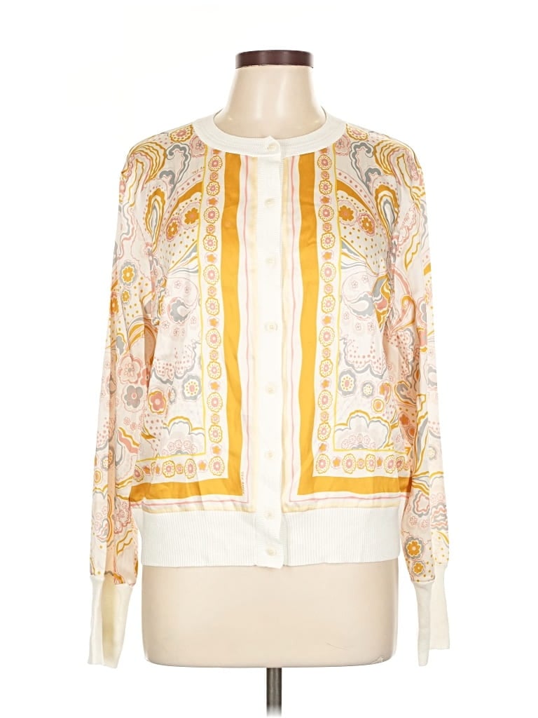 Pre-owned Ted Baker Long Sleeve Blouse In White