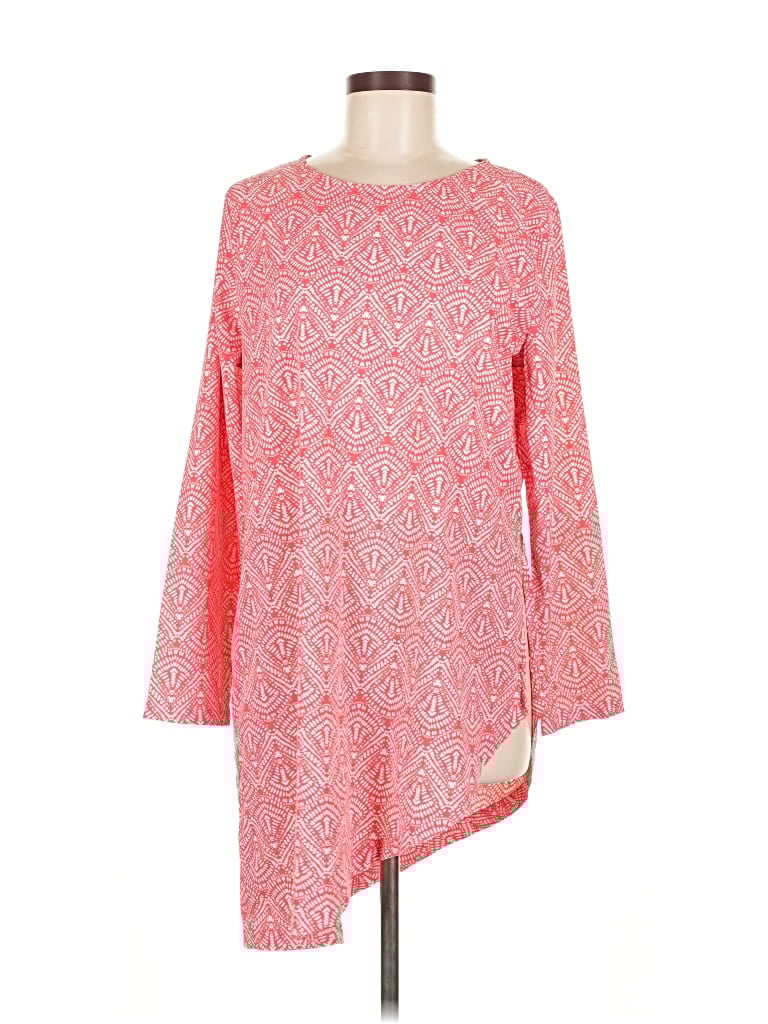 Pre-owned Coolibar Long Sleeve Blouse In Red