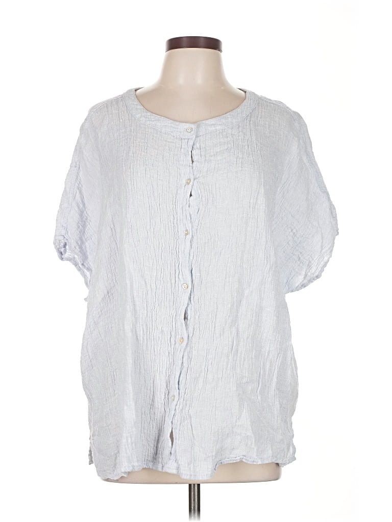 Pre-owned Tahari Short Sleeve Blouse In Silver