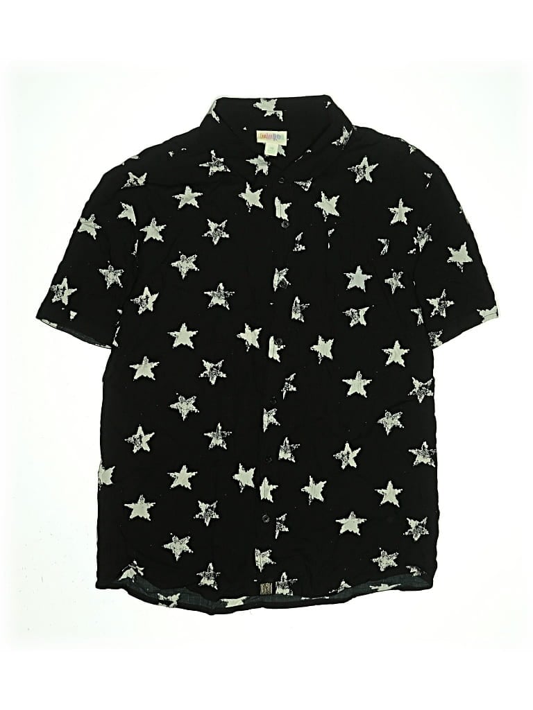 Pre-owned Lularoe Kids' Short Sleeve Button Down Shirt In Black