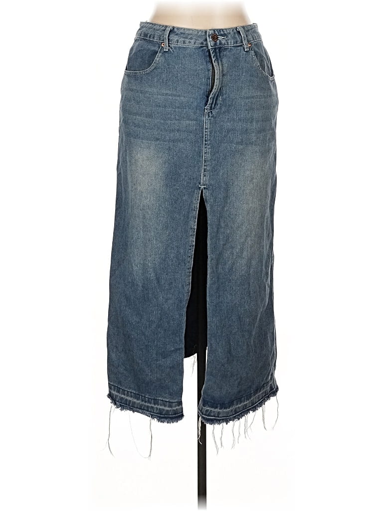 Pre-owned Happily Grey Denim Skirt In Blue