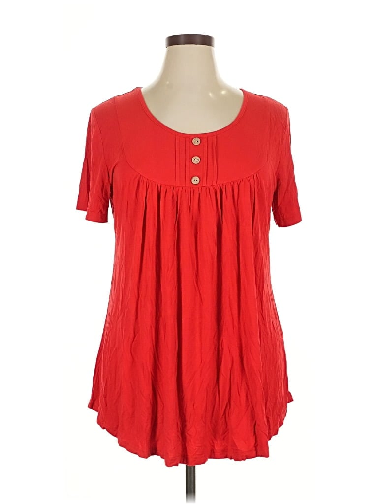 Pre-owned Unbranded Short Sleeve Henley Shirt In Red