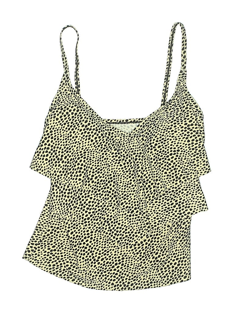 Pre-owned Ellen Tracy Swimsuit Top Yellow Print Pattern Swimwear