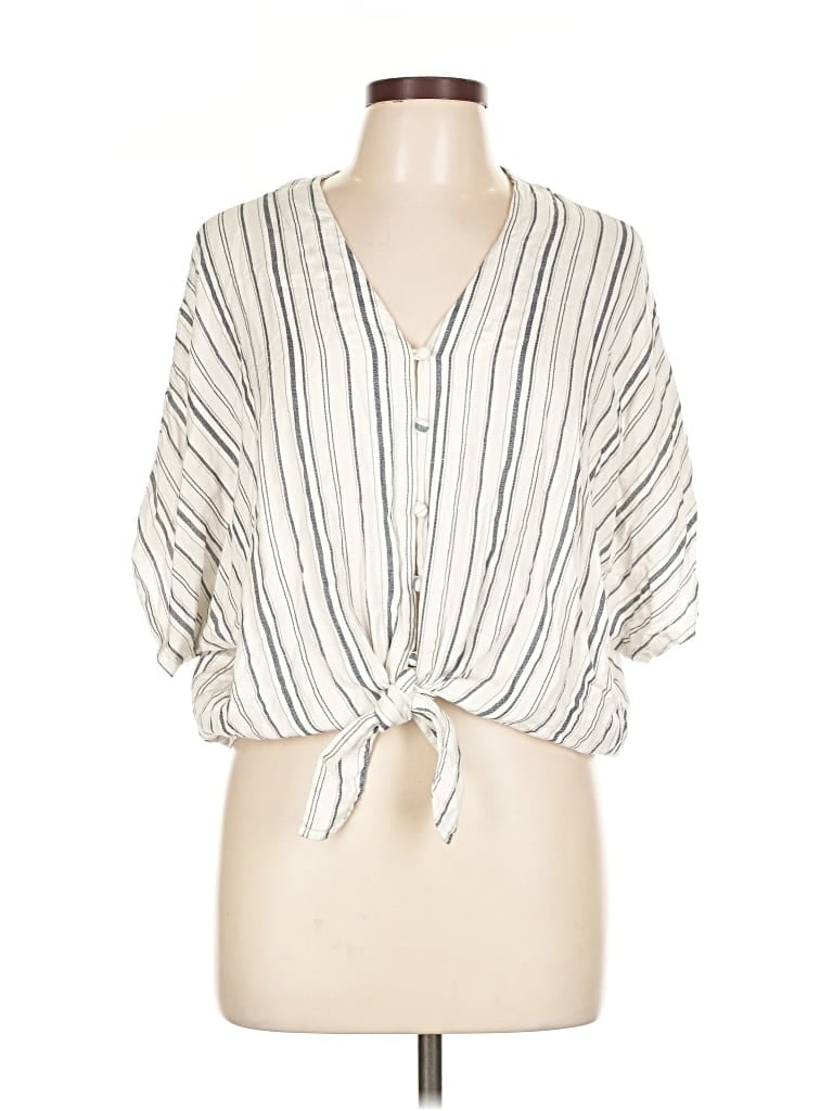 Pre-owned Sim & Sam 3/4 Sleeve Blouse In White