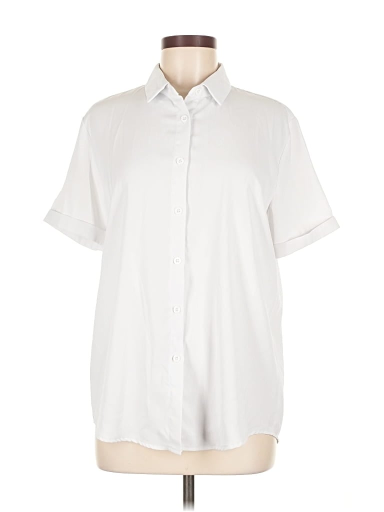 Pre-owned Liverpool Los Angeles Short Sleeve Blouse In White