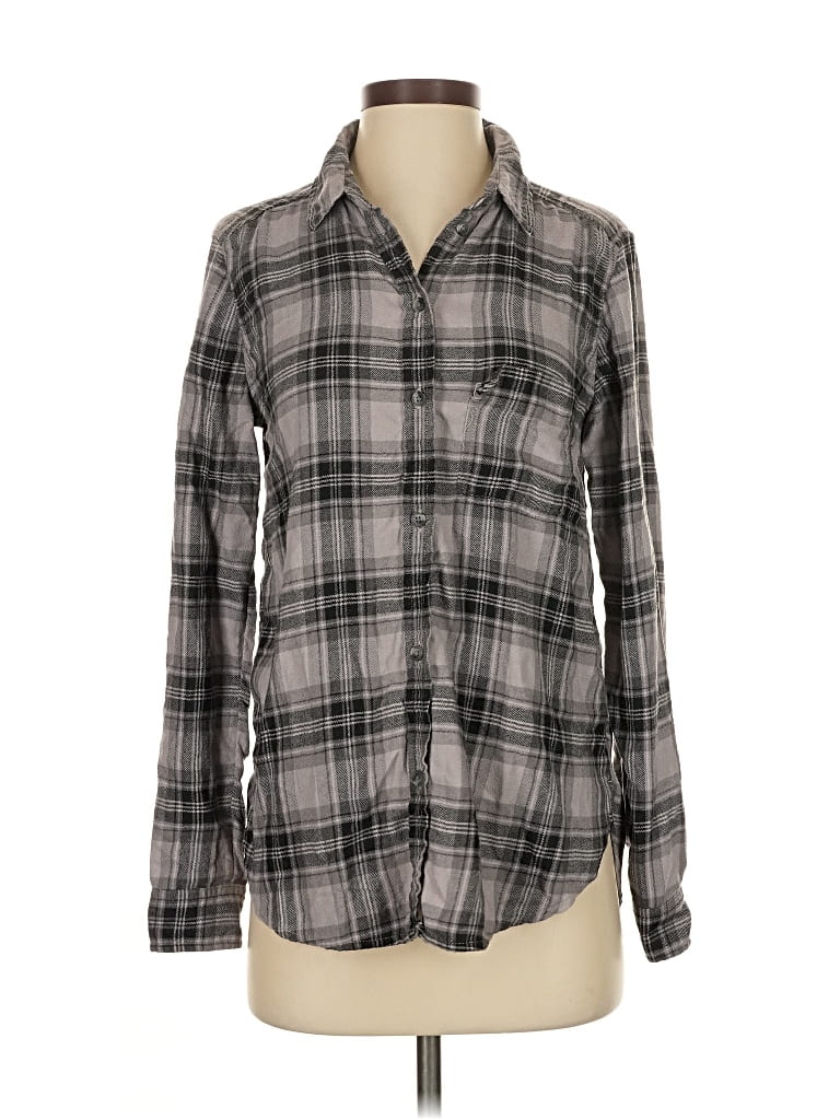 Pre-owned American Eagle Outfitters Long Sleeve Button Down Shirt In Gray