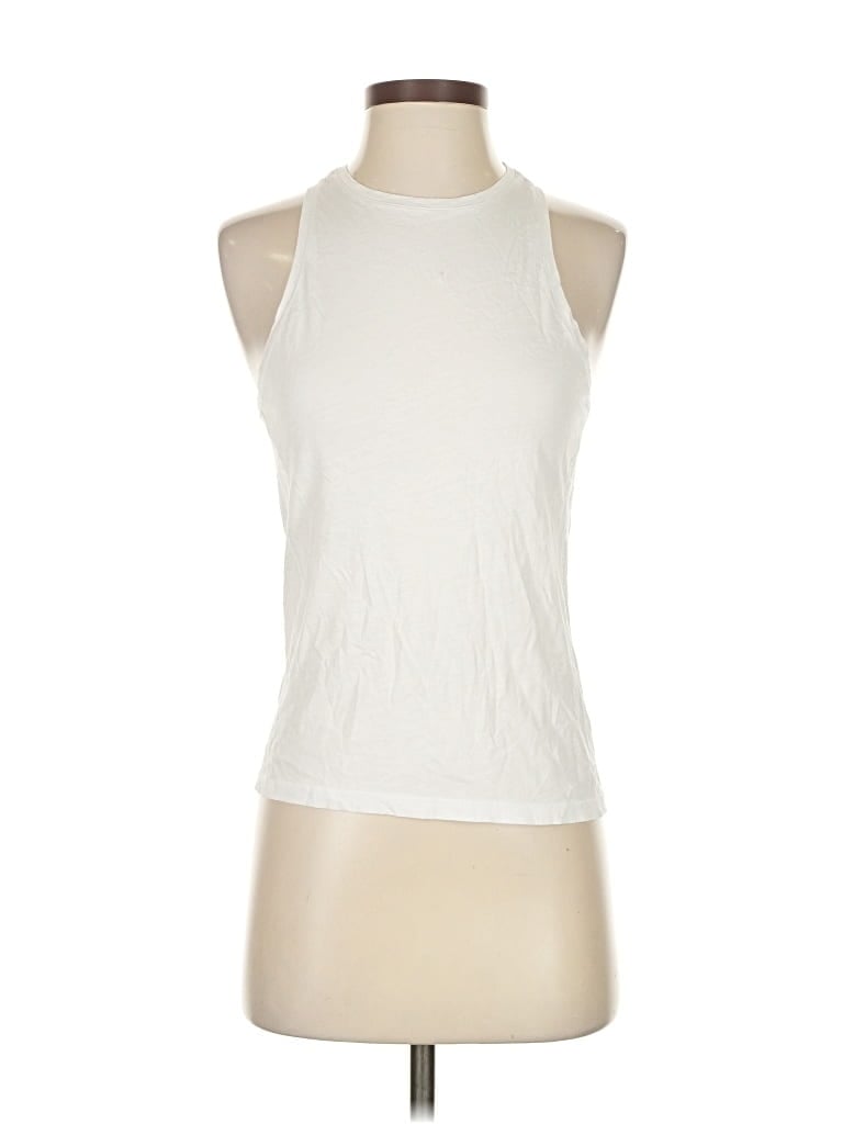 Pre-owned Frame Tank Top White Solid Pattern High Neck Tops