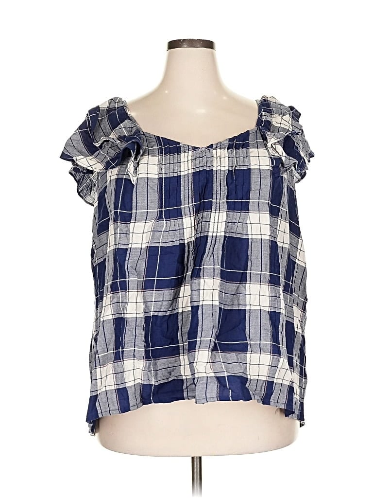 Pre-owned Torrid Short Sleeve Blouse In Blue